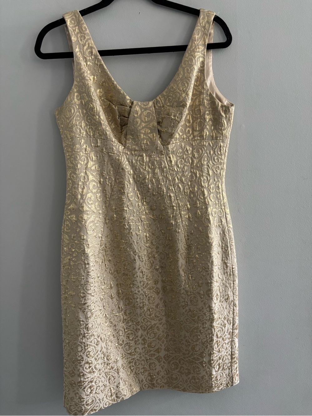 ABS Allen Schwartz Cream Brocade Sleeveless Dress Cocktail Knee Length Size 12
